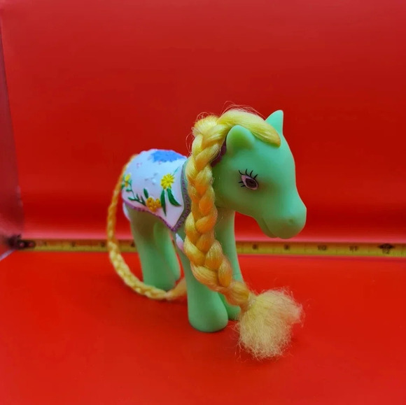 Gigo Carousel Circus Pony Green Flowers Merry Go Round Yellow Mane Tail Vintage - Picture 3 of 7